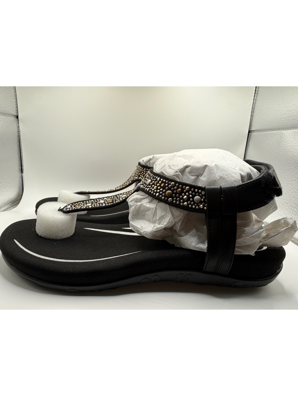 Aetrex Lindsey Black Arch Support Sandal 8.5